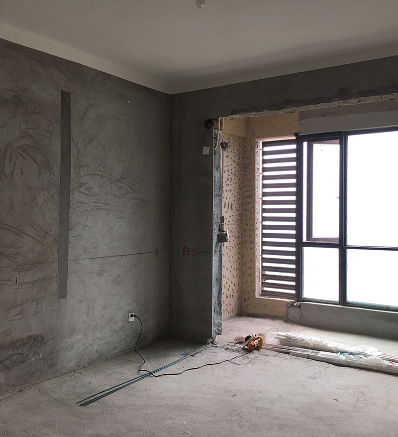 东易力天装饰工地直播：东航幸福滨水家园批墙阶段